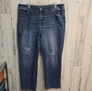 Time And Tru Blue Demin Distressed Straight Jeans Women Plus Size 20